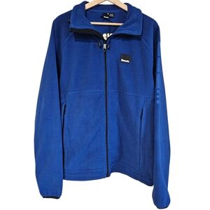 Vintage Bench Men’s Blue Full Zip Fleece Jacket Size L Thumbholes Logo Sleeve